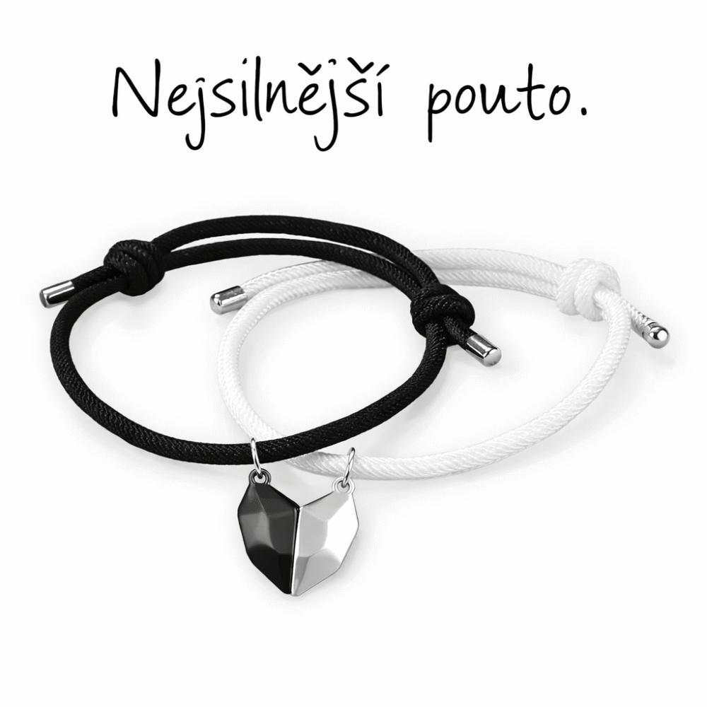 Designové náramky pro páry s magnetickým přívěskem ve tvaru stylizovaného srdce