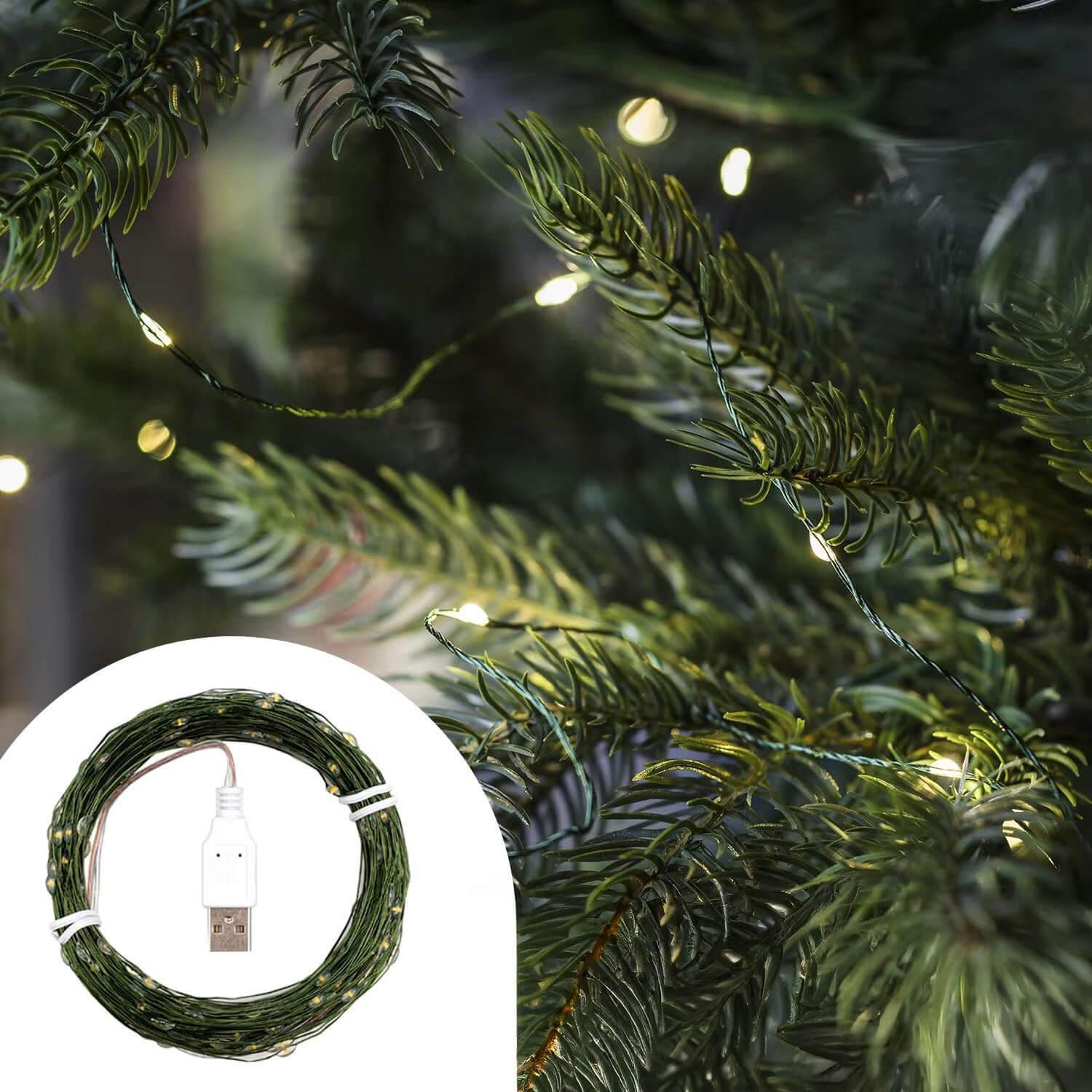 IMLA DECO Vánoční osvětlení na stromeček – tenký nano řezěz, 10 m (USB)